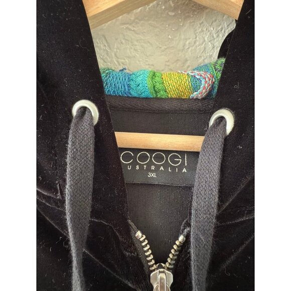 Coogie Black Velour Zip Up Jacket Tracksuit Sporty 3D Knit Multicolor Casual 3XL - Picture 6 of 10